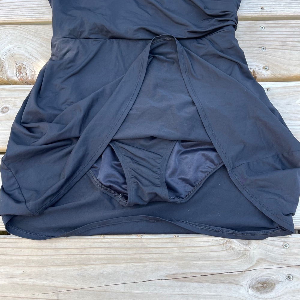 Lands' End Swimsuit One Piece Swim Dress Surplice V-Neck Modest Black Size 16DD - Picture 4 of 5